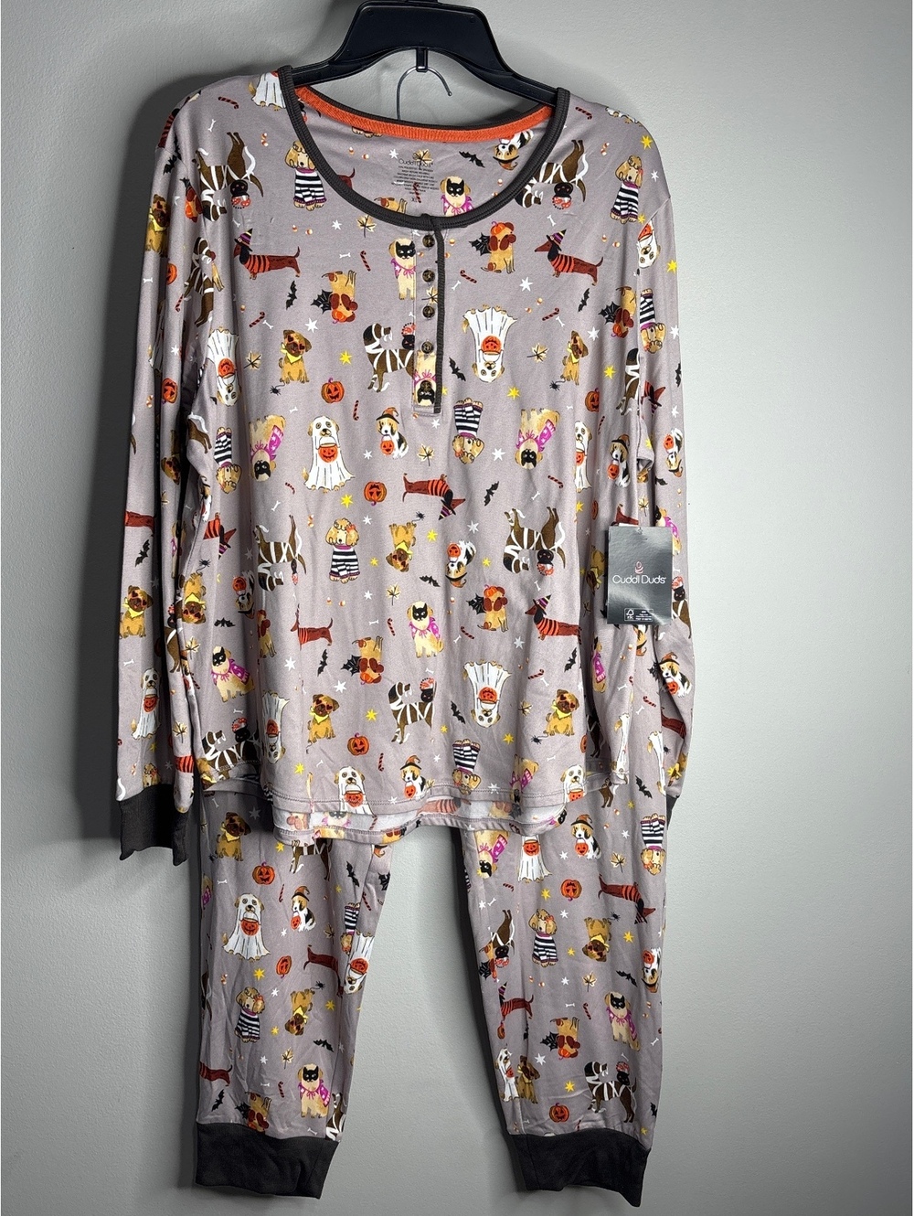 Cuddl Duds XL Halloween Dog Print Pajama Set